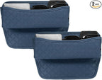 HARFINGTON 2pcs Car Seat Gap Filler Organizer 11.5 x 8 x 2.1 Inch Leather Universal Car Organizer Storage Box Between Seat and Console for Phone Sunglasses Keys, Blue