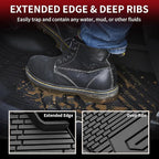LASFIT Front Floor Mats 2019-2026 for Chevrolet Silverado/GMC Sierra 1500, 2020-2026 Chevy Silverado/GMC Sierra 2500HD 3500HD, Crew Cab/Double Cab, All Weather TPE Floor Liners, 1st Row Only