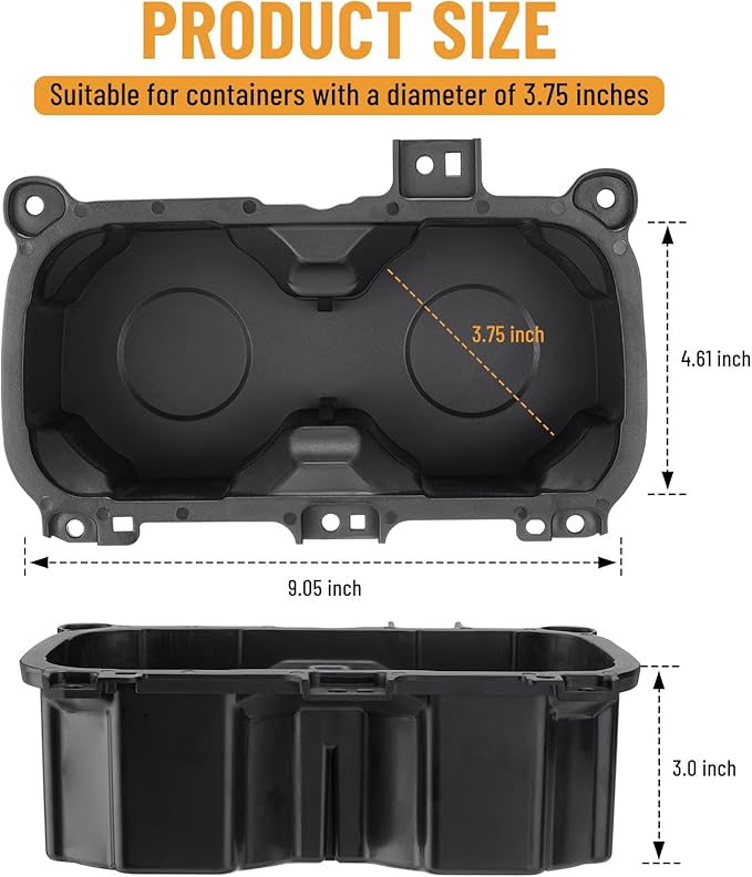 Oversized Cup Holder Compatible with 2016-2023 Tacoma, 3.75" Diameter Black Extra Large Drink Water Bottle Holder