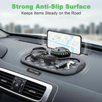 Universal Silicone Car Phone Holder Mount Anti Slip Dashboard Mat, Non Skid Pad, Multi Function Vehicle Organizer for Sunglas
