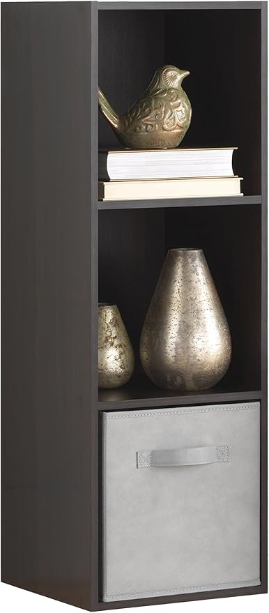 Whitmor 3 Cube Storage Organizer, 3 Tier Stackable MDF Wood Bookcase, Open Storage Display Bookshelf, Storage Cabinet for Liv