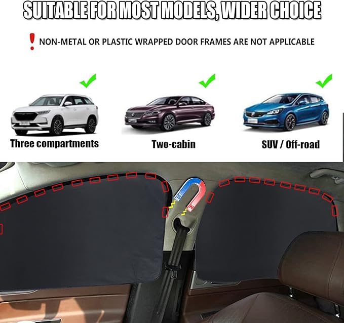 XCBYT Car Window Shades - 4 Pack Car Window Covers 99% UV Protection Magnetic Fordable Privacy Sun Shade for Baby