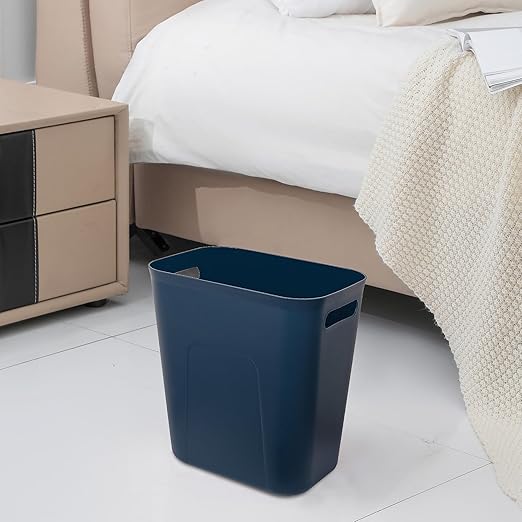 UUJOLY Plastic Small Trash Can Wastebasket, Garbage Container Basket for Bathrooms, Laundry Room, Kitchens, Offices, Kids Rooms, Dorms, 3.5 Gallon, Navy Blue, 2 Pack