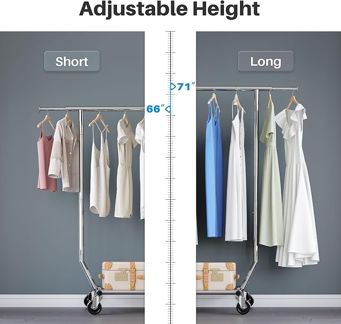 HOKEEPER Clothes Rack, Rolling Clothing Racks for Hanging Clothes, Portable Clothes Rack with Lockable Wheels, Commercial Hea