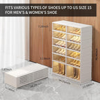 CIMLORD 6-Tier Foldable Shoe Rack Organizer for Closet 24Pairs Plastic Shoe Shelf Collapsible Shoes Storage Box Clear Shoe Bo