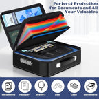 Fireproof Document Box with Lock, Safe Box for Important Documents, Fireproof & Water-Resistant Storage Organizer for Certifi