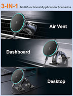 MOKPR for iPhone Magsafe Car Mount Charger, Wireless Car Charger Magnetic Car Phone Holder for Dash Air Vent-LED HandsFree Car Mount Fast Car Charger for iPhone 17/16/15/14/13/12 Carbon Firber