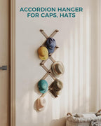 OROPY Wood Accordion Wall Hanger, Expandable Coat Rack Wall Mount with 14 Pegs, Expanding Hat Rack for Wall, X Shape, 27"×10"