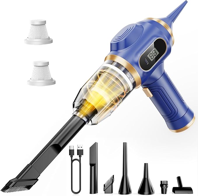 Car Vacuum Portable Cordless 17000Pa Cordless Mini Handheld Vacuums with LCD Display and Multi-Nozzles, High Power Wet and Dr