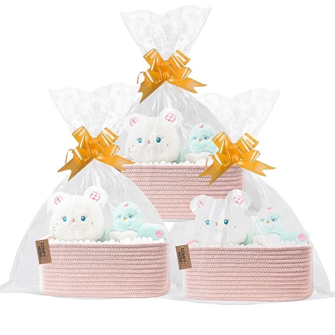 COMFY-HOMI 11.5"x7.5"x4.7" Storage Baskets for Organizing | Cotton Rope Woven Basket | Toy Storage Bin Box | Basket for Shelv