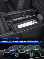 for Pathfinder Center Console Organizer Double-Layer 2022-2025 2026 Nissan Pathfinder(S/SV/SL/Rock Creek/Platinum) Accessories Armrest Box Organizer + Lower Console Organizer Tray Set 2-Pack
