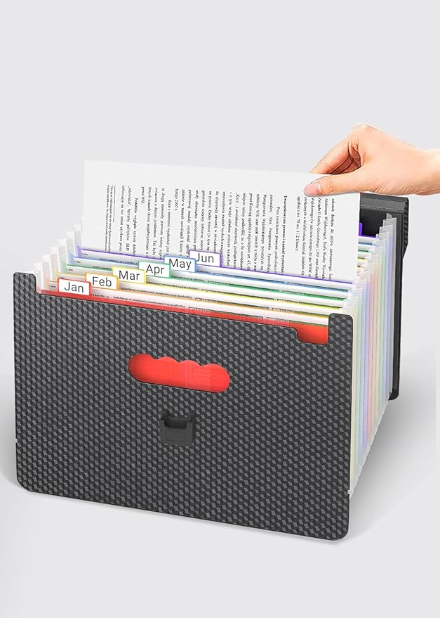 Expanding File Folder/Accordion File Organizer/Portable File Box with 13 Pockets,Fun Storage Filing Folders with Handle,Perfe