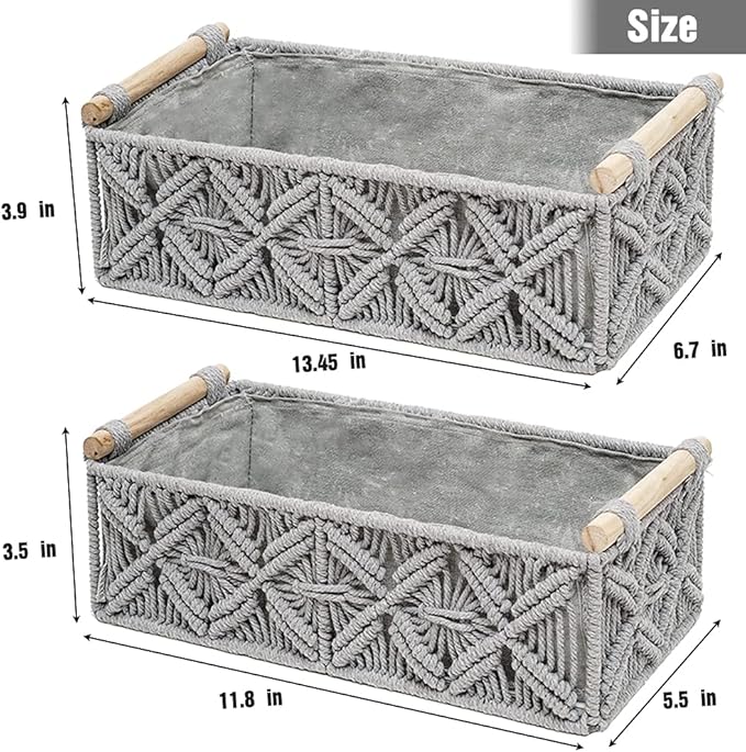 Macrame Storage Basket Boho Decor Baskets for Organizing Woven Decorative for Countertop Toilet Paper Basket for Tank Top for