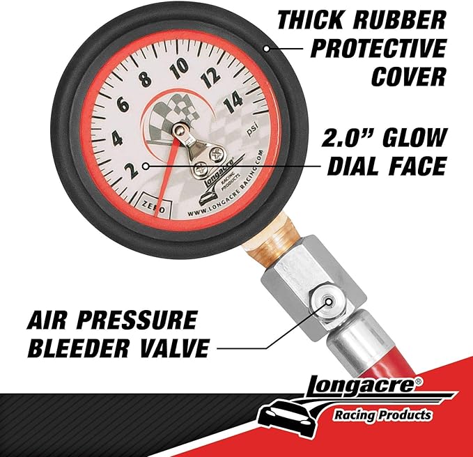 Longacre 52-52034 0-15 PSI Tire Pressure Gauge, 2 Inch