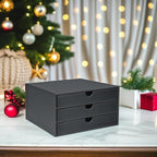 UnionBasic Document Organizer, 3-Drawer File Cabinet Document Storage Box, Office Desktop Filing Organizer, Elegent Grey
