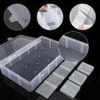 Exptolii 15 Large Grids Plastic Organizer Box with Dividers, 2 Pack Clear Compartment Container Storage for Washi Tapes Beads