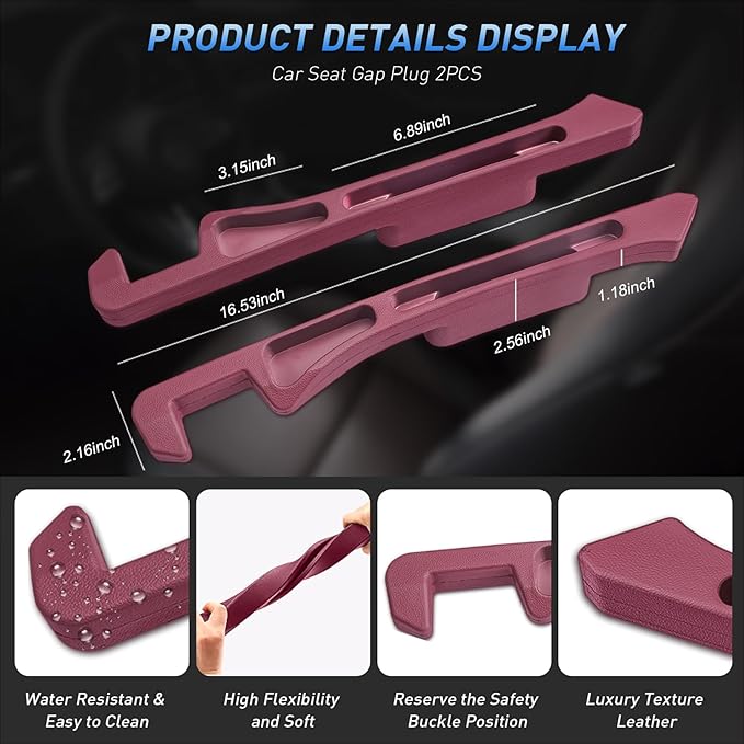 Car Seat Gap Filler 2Pack, Inserts Between Seats Console with Organizer Storage Upgraded Phone Holder Side Seat Gap Fillers Cars Front Seats Fill Plug Car Essentials for Vehicle SUV Truck (Wine Red) | Organizer Storage, Cars Front Seats, Fill Plug, Car...