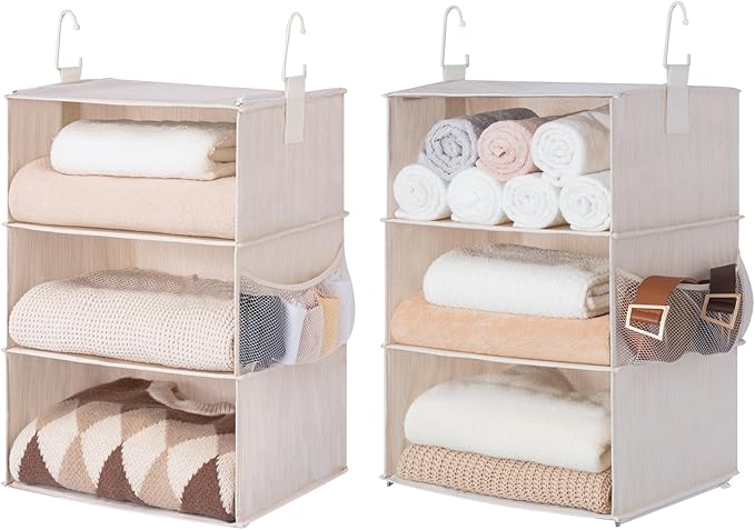 StorageWorks 6-Shelf Jumbo Closet Organizers, Two 3-Shelf Separable Hanging Shelves for Closet, 13" D x 15" W x 48 ¼"H,Mixing