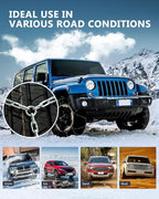 SCITOO KN120 Snow Chains for Car Pickup Trucks SUV,Universal Emergency Tire Traction Chain,Anti-Skid Thickening Tire Chains W