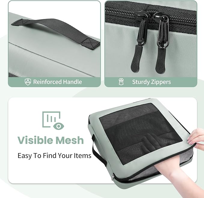 Mesh Packing Cubes for Travel, Durable Luggage Organizer with Sturdy Material and Double Zippers, Comprehensive Set for Trave