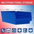 Akro-Mils 30130 Plastic Shelf Bins, Heavy Duty Storage Bins for Garage, Closet, and Drawer Organization, 12" x 6-1/2" x 4", R