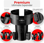 Integral Expandable Mug Holder - YETI 14oz Rambler Cup Holder - Car Cup Holder Expander with Adjustable Base - Rubber Tabs Hold Most Coffee Mugs Ramblers 10oz