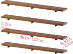 Industrial Pipe Wall Wood Shelves,Real Wooden Shelves 48" in Walnut Color with 1.2" Extra Thickness, Modern Floating Shevles