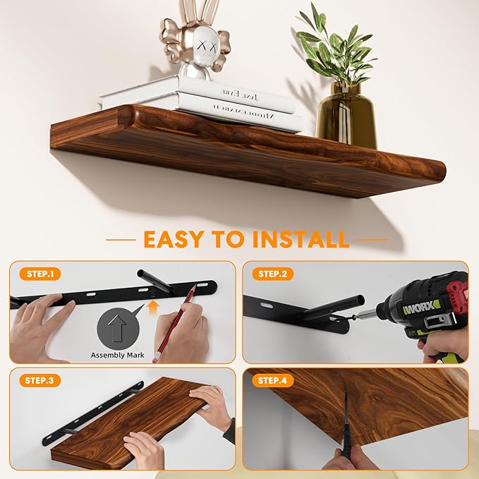 Floating Shelves for Wall Rustic Farmhouse 55 Inch Floating Shelf Bathroom Wooden Shelves for Wall Mounted Live Edge Pine She