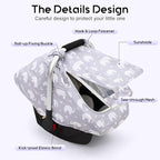 Car Seat Cover Baby, Mink Dot Infant Car Seat Cover for Outdoor, Breathable Carseat Cover with Mesh Peep Window & Sun Shade f