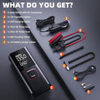 Jump Starter with Air Compressor, 5000A Battery Jumper Starter Portable (9L Gas/8L Diesel) with 160PSI Auto-Shutoff Tire