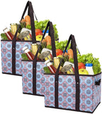 Foraineam Reusable Grocery Bags Set Durable Heavy Duty Tote Bag Collapsible Grocery Shopping Box Bag with Reinforced Bottom