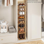 LUCKNOCK Vertical Shoe Rack, 8-Tier Tall Narrow Shoe Organizer for Entryway, Closet, Dorm & Small Spaces, Freestanding Wooden