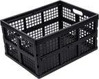 Aebeky 3-Pack Plastic Collapsible Storage Crates-30L,Foldable Plastic Crates for Storage (Black)