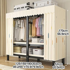 Portable Foldable Wardrobe Closet with Cover – Freestanding Clothes Rack for Bedroom, Metal Garment Organizer with Hanging Ro
