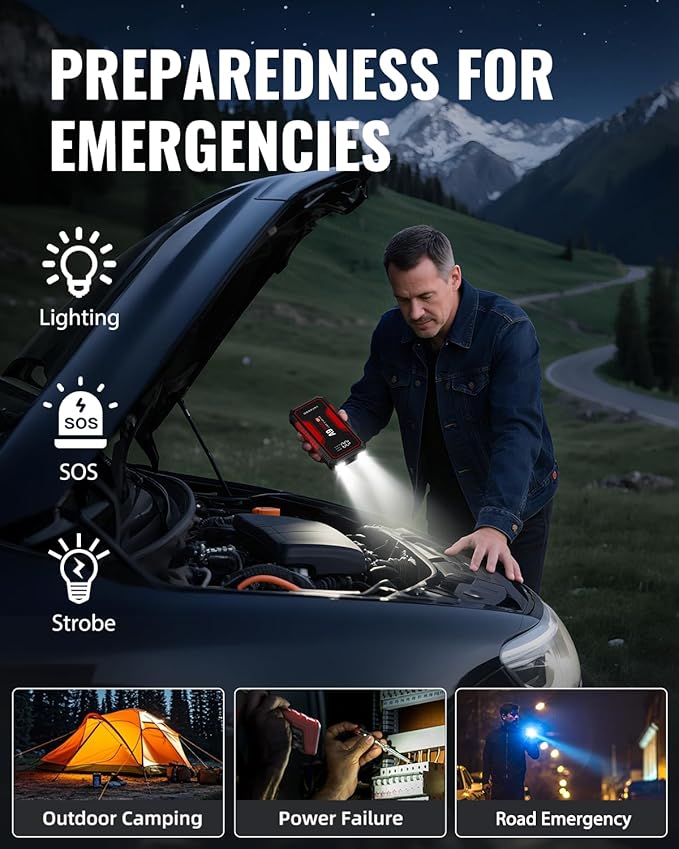 Jump Starter 4000A, VACASSO A9 Battery Jumper Starter Portable (7L Gas/4L Diesel), 12V Car Battery Booster Jump Starters