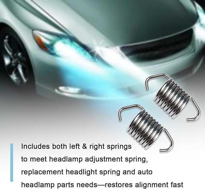 4-Pack Compatible Universal 459461 Left & Right Headlamp Adjustment Spring, Headlight Leveling Spring, Replacement Headlight Tension Spring, Auto Headlamp Mounting Spring, Headlamp Spring Kit