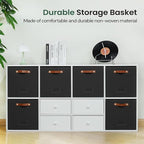 FinishingBo 6-Pack Storage Cubes with Handles & Label Holders Basket, Closet Cube Home Organizer Bins(Black, 13 x 13 x 13 inc