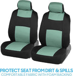 BDK PolyPro Car Seat Covers Full Set in Mint on Black – Front and Rear Split Bench Seat Covers Accessories for Auto Trucks Va