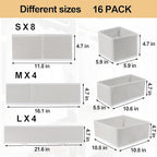 Fordonral 16 Pack Drawer Organizer Clothes, Foldable Fabric Dresser Organizer Closet Organizers and Storage Box for Underwear