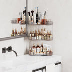Asayuee 3-Tier Corner Bathroom Counter Organizer with Top Toothbrush Holders,Large Makeup Organizer Countertop with Brush Hol