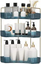 INVSSENE Corner Bathroom Countertop Organizer, Vanity Organizer Trays for Counter, Makeup Organizers, Perfume Tray, Skincare 