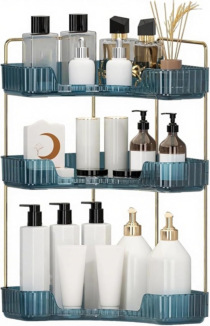 INVSSENE Corner Bathroom Countertop Organizer, Vanity Organizer Trays for Counter, Makeup Organizers, Perfume Tray, Skincare 