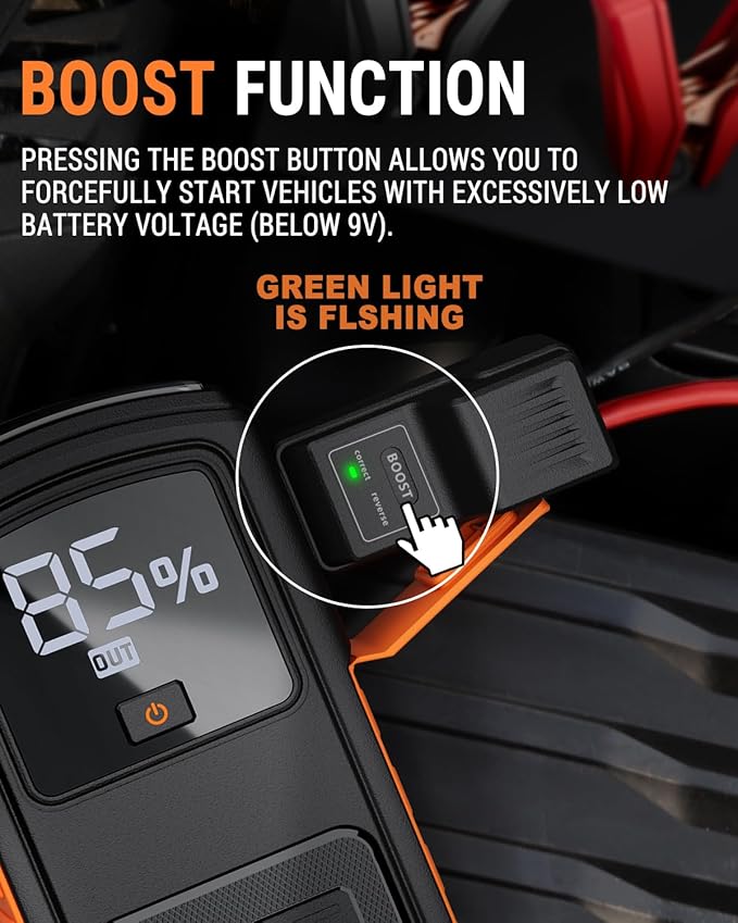 Powrun P-ONE MAX Jump Starter, 4000A Portable Jump Box, Car Jump Starter Battery Pack for All Gas or Diesel Engines up to