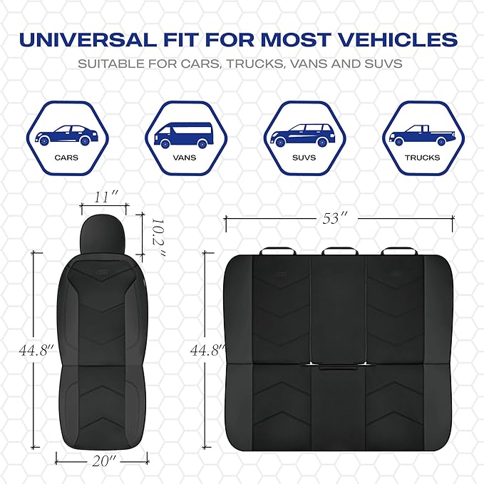 Skechers Memory Foam Seat Covers,Leather Car Seat Covers, Ultimate Comfort & Support Seat CoversFull Sets,Airbag Compatible, 