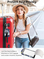 Luggage Tags Built-in Anti-Loss Tracker, Luxury Leather Luggage Tags for Suitcase, Travel Bags, Backpacks, Travel Organizer f