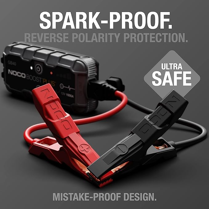 NOCO Boost GB40: 1000A UltraSafe Jump Starter - 12V Lithium Battery Booster Pack, Portable Jump Box, Power Bank & Jumper