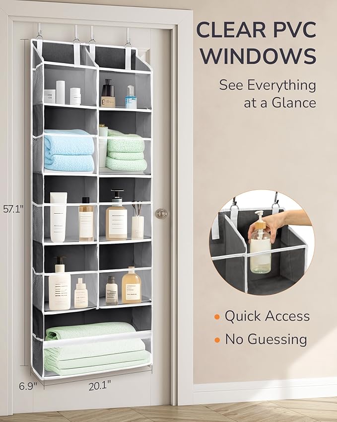 ULG Over the Door Organizer, 5-Tier Extra Large Hanging Storage with 10 Mesh Pockets, 100 lbs Capacity, Heavy Duty Door Organ