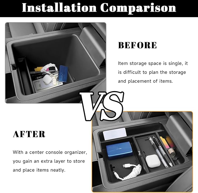 Center Console Hidden Box Organizer Compatible with Honda 2023-2025 2026 Pilot & 2024-2026 Passport & 2024 2025 Ridgeline Interior Accessories Insert Armrest Hidden Organizer Tray
