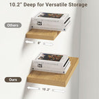 Vivelove 10" Deep Floating Shelves Over Toilet, 10.2" Wall Shelves for Bathroom Bedroom Kitchen Living Room Laundry Room, Mod