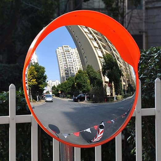24 Inch Convex Mirror Outdoor, Security Driveway Mirror 24" PC Traffic Mirror Wide Angle with Adjustable Fixing Bracket for Garage, Warehouse, Blind Spot Mirror Indoor Outdoor 60CM